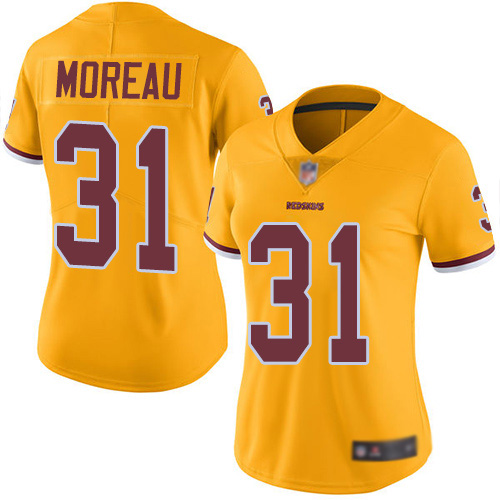 Washington Redskins Limited Gold Women Fabian Moreau Jersey NFL Football #31 Rush Vapor